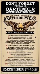 Bartender Appreciation Day - Is there a holiday for bartenders, like a bartender appreciation day?