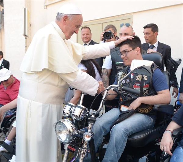 Hundreds of Harley riders revved up as Pope Francis blesses bikes