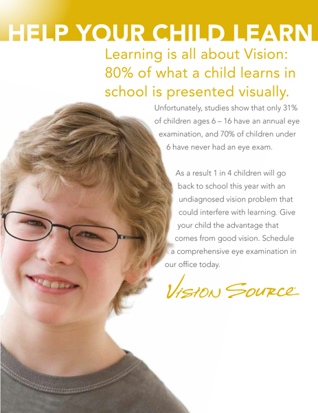 August is National Children's Vision and Learning Month