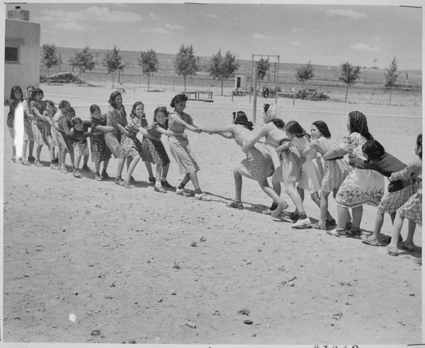 File:Girls at Isleta Day School in a tug of war, Albuquerque, New ...